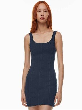 Aritzia Babaton Navy Blue Knit Bodycon Mini Dress | Size Small